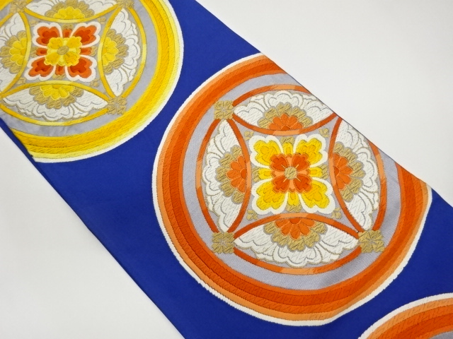 JAPANESE KIMONO / FUKURO OBI / WOVEN FLOWER CREST & FLOWER RHOMBUS